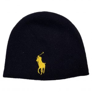 POLO RALPH LAUREN BIG PONY WATCH CAP A81 A2244 W0040 A4W65-HUNTER NAVY/SLICKER YELLOW