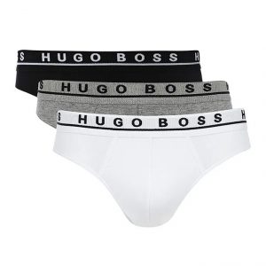 BOSS HUGO BOSS COTTON STRETCH MINI/BRIEF PACK OF 3 50236745 10146061-999-BLACK/GREY/WHITE