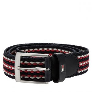 TOMMY HILFIGER ADAN STRIPE ELASTIC BELT 3.5 AM0AM04481 902-NAVY