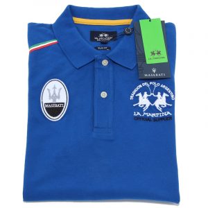LA MARTINA POLO S/S PIQUET STRETCH FMPM61 PK001 07037-TURKISH BLUE