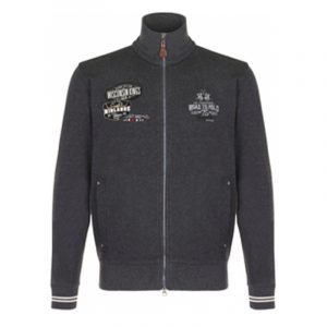 LA MARTINA FULL ZIP FLEECE COTTON CARDIGAN KMF309 FP037 01007-GREY DARK HEATHER