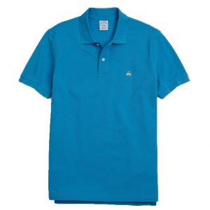 BROOKS BROTHER PERFORMANCE POLO SUPIMA COTTON STRETCH SLIM FIT 4040 00132494-040-ICELANDIC BLUE