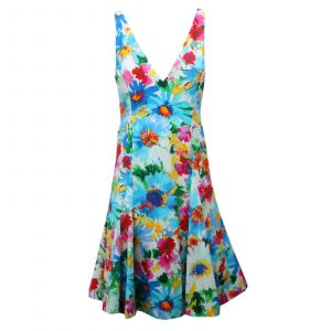 RALPH LAUREN SL MAGNOLIA DRESS V36 IH919 BH919 M1H20-MULTI FLORAL WHITE