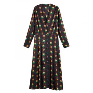 SCOTCH & SODA PRINTED V-NECK MIDI LENGTH DRESS WITH PLEATS 160446-0217-COMBO A