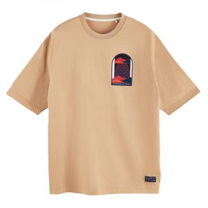 SCOTCH & SODA OVERSIZED CREWNECK ARTWORK T-SHIRT 160519-0137-SAND