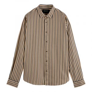 SCOTCH & SODA COTTON TWILL STRIPED SHIRT 160769-0217-BROWN/BLUE/COMBO A