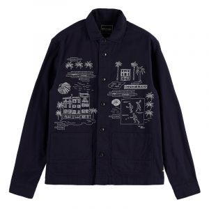 SCOTCH & SODA COTTON TWILL SHIRT WITH PLACEMENT EMBROIDERY 160788-0002-NIGHT