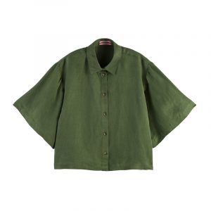 SCOTCH & SODA SHORT SLEEVE SHIRT IN LINEN BLEND 161625-0360-MILITARY