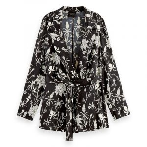 SCOTCH & SODA PRINTED PYJAMA BLAZER 161657-0218-BLACK/FLORAL/COMBO B