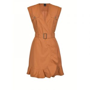 PINKO UTILITY DRESS WITH MATCHING BELT 1G1631 Y6VX L40-CUOIO