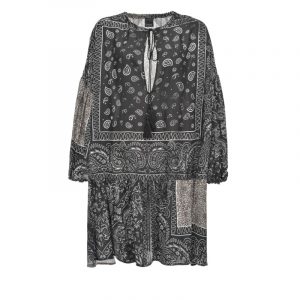 PINKO BANDANA PRINT TUNIC DRESS 1N1363 8545 ZC3-BLACK/BEIGE