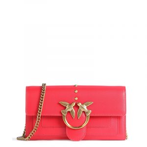 PINKO LEATHER WALLET WITH SHOULDER STRAP 1P221Y Y6XT R43-PURE RED