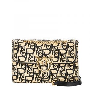 PINKO CLASSIC LOVE BAG PUFF SOFT RAFIA EMBROIDERED 1P224P Y6YN C72-NATURAL