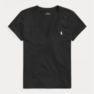 POLO RALPH LAUREN JERSEY V-NECK T-SHIRT 211810419001-BLACK