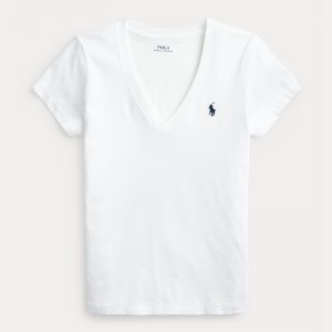POLO RALPH LAUREN JERSEY V-NECK T-SHIRT 211810419002-WHITE