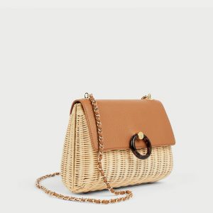 TED BAKER JANIYA STRAW CIRCLE LOCK XBODY 244645-TAUPE