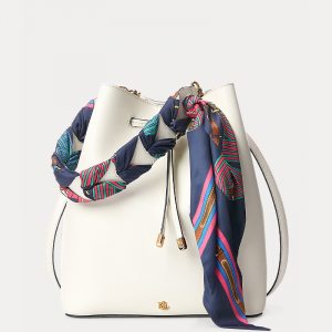 LAUREN RALPH LAUREN PRINT-SCARF DEBBY DRAWSTRING BAG 431826825004âˆ’VANILLA