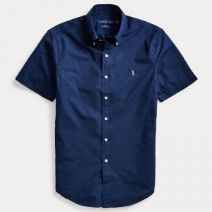 POLO RALPH LAUREN CUSTOM FIT NATURAL STRETCH POPLIN SHIRT 710795273001-NEWPORT NAVY