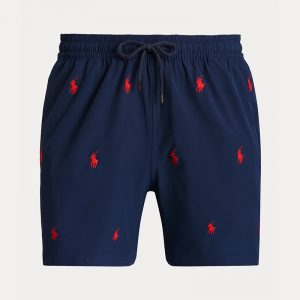 POLO RALPH LAUREN TRAVELER SWIM TRUNK 710835127001-NEWPORT NAVY W/ AOE