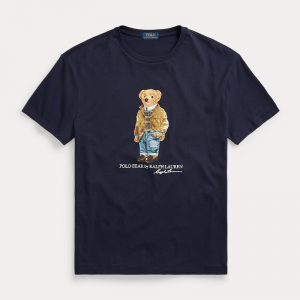 POLO RALPH LAUREN CUSTOM SLIM FIT POLO BEAR T-SHIRT 710835761001-CRUISE NAVY