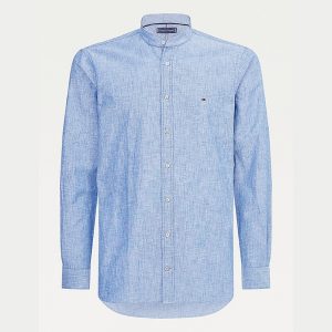 TOMMY HILFIGER FLEX CHAMBRAY SLIM SHIRT MW0MW16473-0G7-BLUE/ WHITE