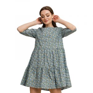 RUT & CIRCLE LUNA PUFF DRESS RUT-21-01-19-BLUE FLOWER