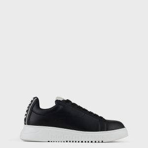 EMPORIO ARMANI LEATHER SNEAKERS X4X312 XM747 K001-BLACK+BLACK