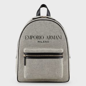 EMPORIO ARMANI CANVAS BACKPACK Y3L105 Y266A 85265-BIANCO/NERO/NERO/ECRU